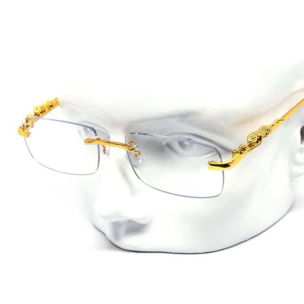Men Women Sunglasses Clear Lens Rimless‎ Luxury Retro Shades Gold Metal Lentes